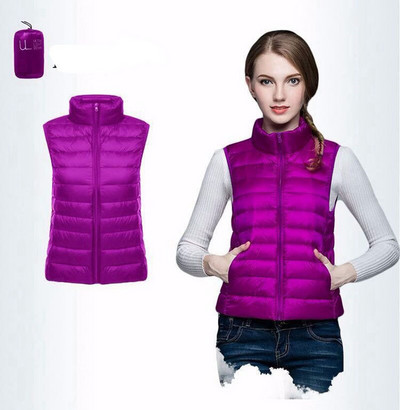 Επώνυμα γυναικεία αμάνικα γυναικεία εξαιρετικά ελαφριά πουπουλένια γιλέκα Slim Jacket Girl Gilet Plus Ελαφρύ αντιανεμικό ζεστό γιλέκο