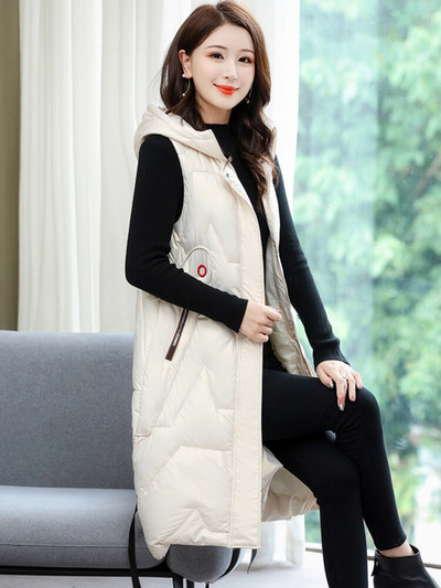 Γυναικείο χειμωνιάτικο μπουφάν 2022 Hot Sale με κουκούλα Μακρύ φωτεινό γυαλιστερό γιλέκο με ζεστή επένδυση μεγάλου μεγέθους 4XL 5XL μπουφάν