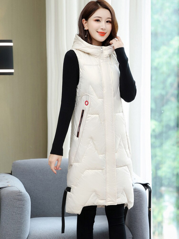 Γυναικείο χειμωνιάτικο μπουφάν 2022 Hot Sale με κουκούλα Μακρύ φωτεινό γυαλιστερό γιλέκο με ζεστή επένδυση μεγάλου μεγέθους 4XL 5XL μπουφάν