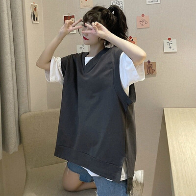 Novi stilski ulični prsluk Ženski prsluk bez rukava Ženski hip-hop fakultetski stil Ljetni široki dizajn bez rukava Tale Jakna Veste 2021.