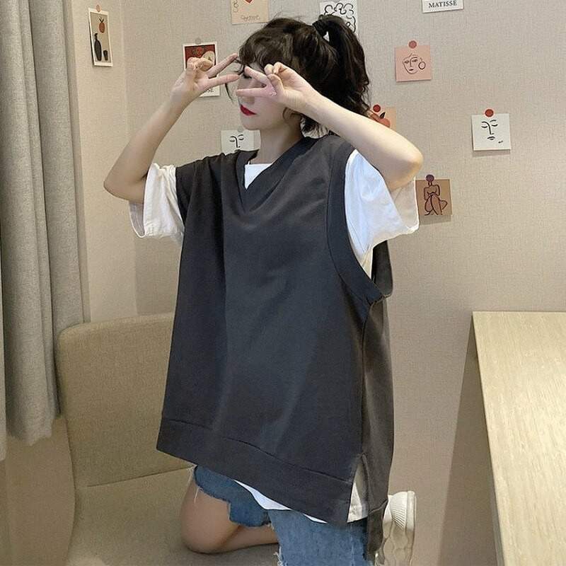 Novi stilski ulični prsluk Ženski prsluk bez rukava Ženski hip-hop fakultetski stil Ljetni široki dizajn bez rukava Tale Jakna Veste 2021.