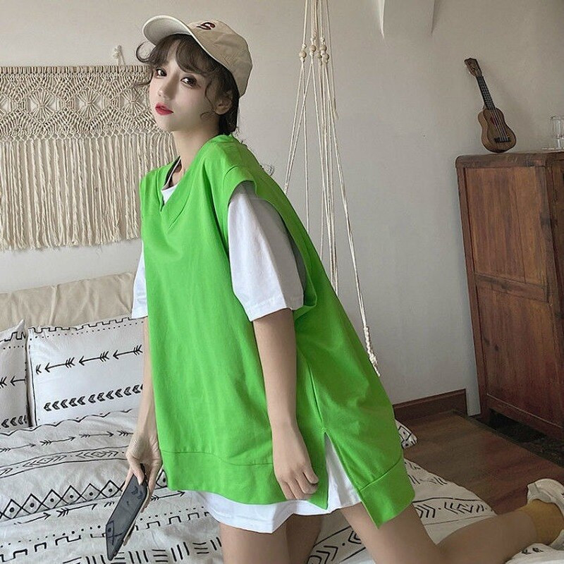 Novi stilski ulični prsluk Ženski prsluk bez rukava Ženski hip-hop fakultetski stil Ljetni široki dizajn bez rukava Tale Jakna Veste 2021.