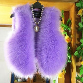 Μωβ Χειμερινό Φθινοπωρινό Αλεπού Τεχνητή Γούνα Γιλέκο Κοριτσίστικο Γιλέκο Φαρδιά Παλτό Γιλέκο Αμάνικο Πανί Πάνω από Κορυφαία Γυναικεία Ρούχα