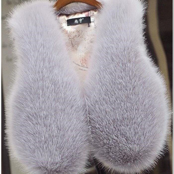 Μωβ Χειμερινό Φθινοπωρινό Αλεπού Τεχνητή Γούνα Γιλέκο Κοριτσίστικο Γιλέκο Φαρδιά Παλτό Γιλέκο Αμάνικο Πανί Πάνω από Κορυφαία Γυναικεία Ρούχα