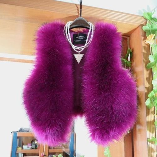 Μωβ Χειμερινό Φθινοπωρινό Αλεπού Τεχνητή Γούνα Γιλέκο Κοριτσίστικο Γιλέκο Φαρδιά Παλτό Γιλέκο Αμάνικο Πανί Πάνω από Κορυφαία Γυναικεία Ρούχα