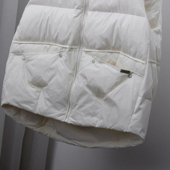 Νέο Φθινοπωρινό Χειμώνα Γυναικείο Υπερελαφρύ πουπουλένιο Γιλέκο Σταντ Γιακά Λευκό Παλτό με Παπάκι Πάρκα Γυναικείο ζεστό μανίκι Γιλέκο φορητό