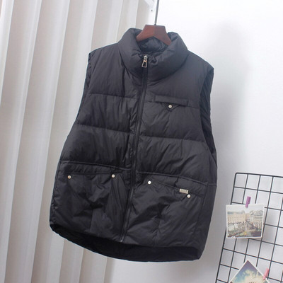 Νέο Φθινοπωρινό Χειμώνα Γυναικείο Υπερελαφρύ πουπουλένιο Γιλέκο Σταντ Γιακά Λευκό Παλτό με Παπάκι Πάρκα Γυναικείο ζεστό μανίκι Γιλέκο φορητό