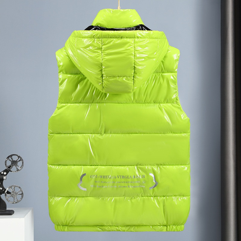 Γυναικεία χειμωνιάτικα γιλέκα με κουκούλα 2021 Νέο κοντό γιλέκο σε φωτεινό χρώμα Βαμβακερό μπουφάν αμάνικο γυναικείο γιλέκο χειμωνιάτικο