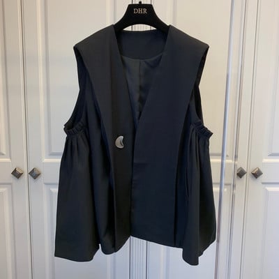 Vestes Sieviešu Eleganta biroja dāma korejiešu stila A-line ikdienišķa brīva modes pogas bez piedurknēm vasaras V veida kakla temperaments