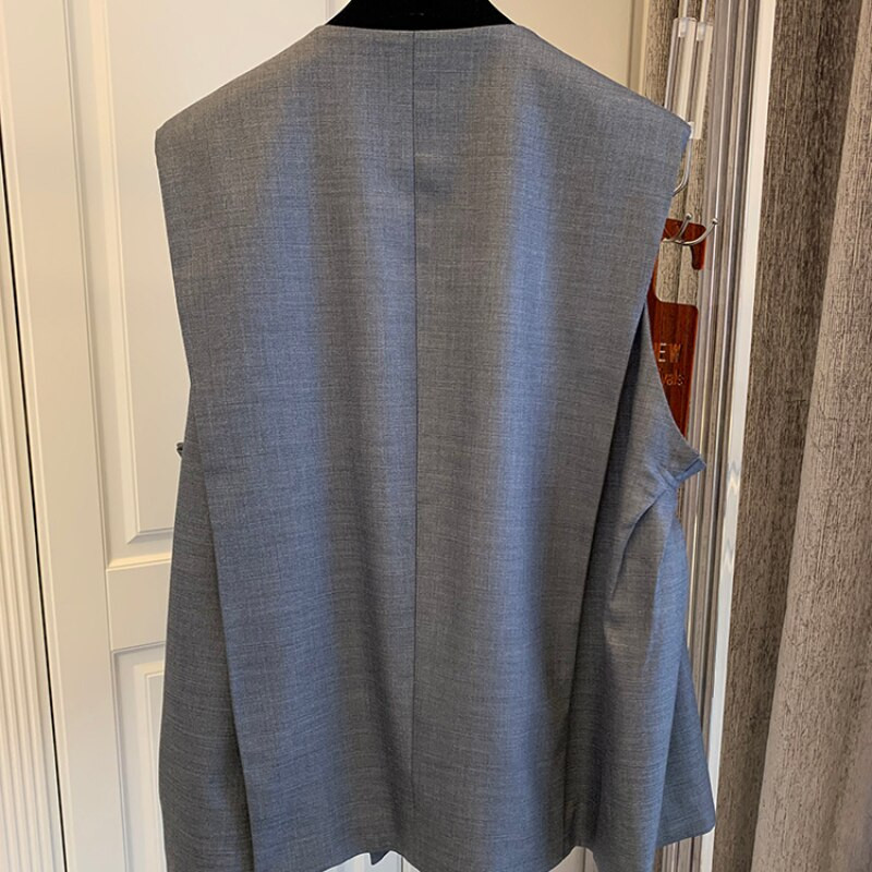 Vestes Sieviešu Eleganta biroja dāma korejiešu stila A-line ikdienišķa brīva modes pogas bez piedurknēm vasaras V veida kakla temperaments