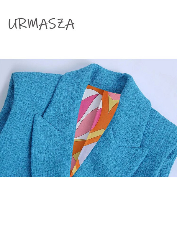 Γυναικεία Καλοκαίρι 2022 Νέα Μόδα Φόρεμα Tweed Παλτό γιλέκο Vintage Αμάνικο Γυναικείο Γιλέκο Κομψές μπλούζες + Φούστα