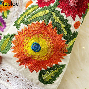 Neploe Boho Κέντημα Λουλούδι Γυναικεία τανκς Camis Αμάνικο Πλεκτό Μόδα καλοκαιρινό γιλέκο 2022 Νέο κοντό λεπτό, κομψό γυναικείο μπλουζάκι 1C384