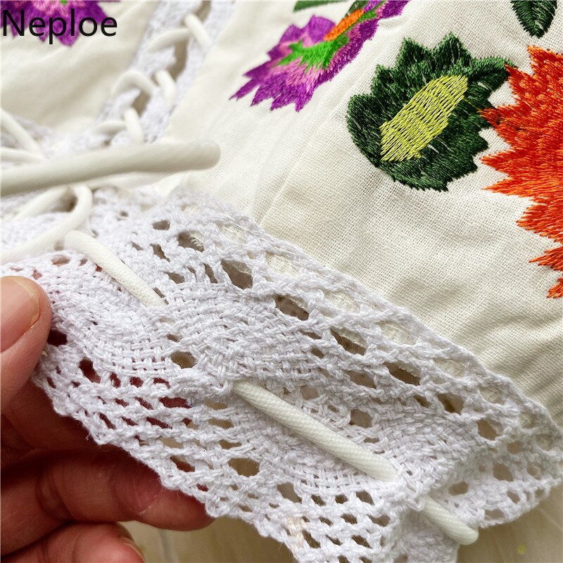 Neploe Boho Κέντημα Λουλούδι Γυναικεία τανκς Camis Αμάνικο Πλεκτό Μόδα καλοκαιρινό γιλέκο 2022 Νέο κοντό λεπτό, κομψό γυναικείο μπλουζάκι 1C384