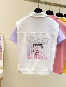 Νέο καλοκαιρινό γυναικείο κοντό τζιν γιλέκο με μονόχρωμη φόρμα και αμάνικο τζιν γιλέκο