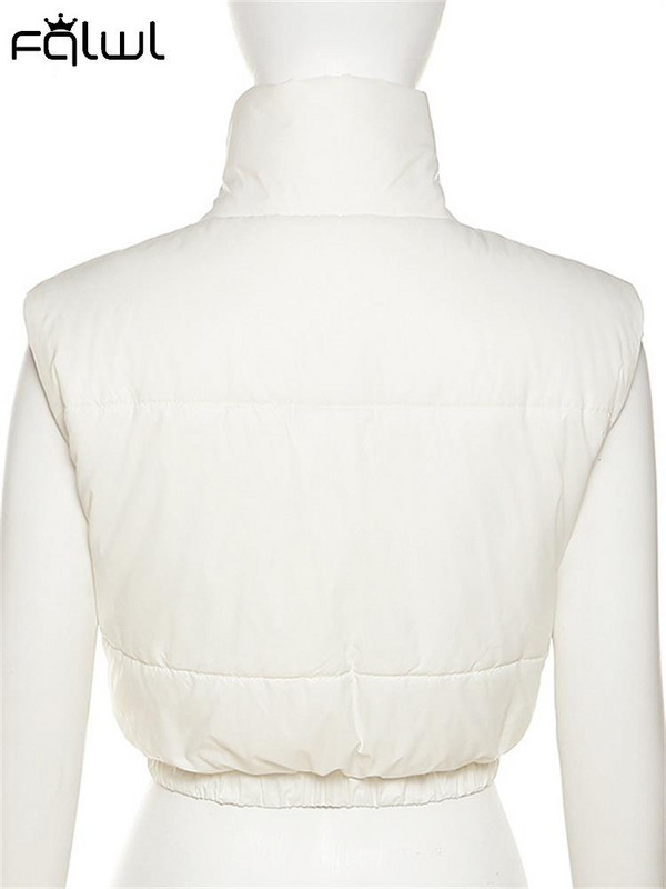 FQLWL Jesenske modne crne jakne za žene 2022., jednobojni kratki gornji kaputi s patentnim zatvaračem, prsluk, prsluci s dolčevitom, puf jakna