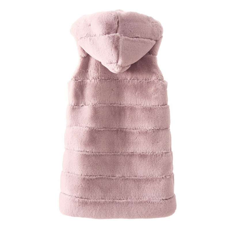 Jesen Zima Prsluk od umjetnog krzna s kapuljačom Ženski modni topli dugi prsluk bez rukava Krznena jakna velike veličine od umjetnog krzna Harajuku Kaput G3