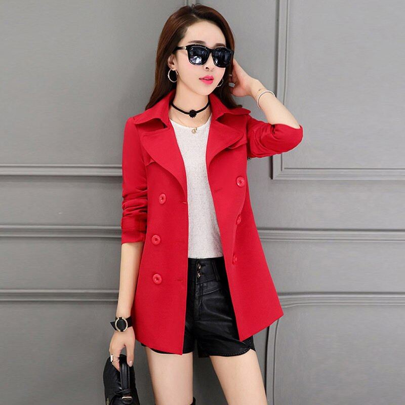 UHYTGF M-3XL Ležerna kratka jakna Ženska modna tanka vjetrovka za proljeće i jesen Kaput s remenom, uska ženska jakna s dvostrukim kopčanjem 1152