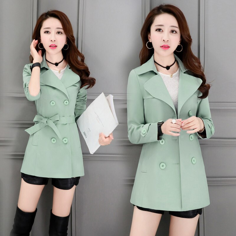 UHYTGF M-3XL Ležerna kratka jakna Ženska modna tanka vjetrovka za proljeće i jesen Kaput s remenom, uska ženska jakna s dvostrukim kopčanjem 1152