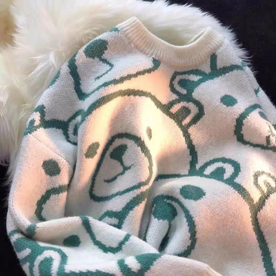 Rainbow ριγέ Γλυκό πουλόβερ για ζευγάρια Γυναικεία Φθινοπωρινά και Χειμώνα Lazy Style Loose πουλόβερ Πλεκτό Πουλόβερ Western Style Streetwear Top