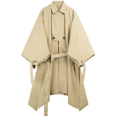 DEAT modni ženski trenč kaput labava vjetrovka s dvostrukim kopčanjem i dugim rukavima, nepravilna vjetrovka jesen 2022. Novo 17A4294