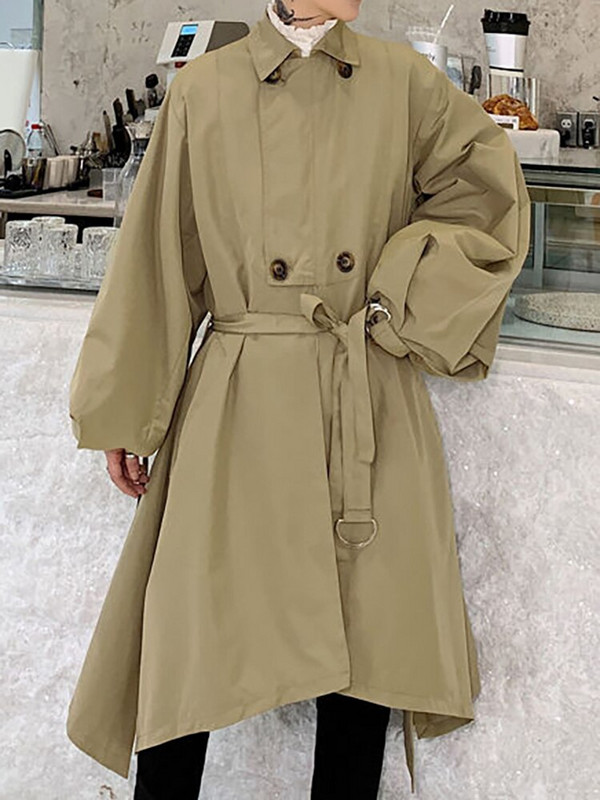 DEAT modni ženski trenč kaput labava vjetrovka s dvostrukim kopčanjem i dugim rukavima, nepravilna vjetrovka jesen 2022. Novo 17A4294