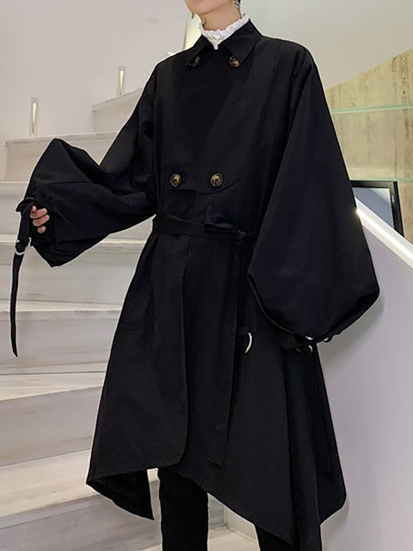 DEAT modni ženski trenč kaput labava vjetrovka s dvostrukim kopčanjem i dugim rukavima, nepravilna vjetrovka jesen 2022. Novo 17A4294