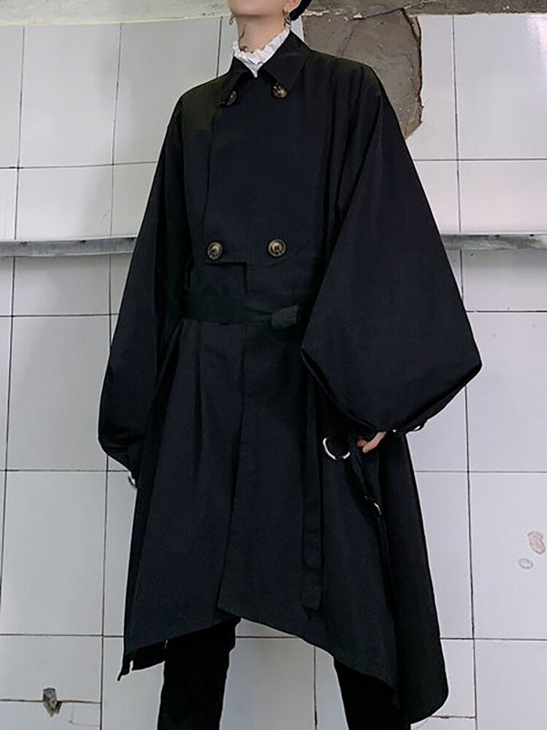 DEAT modni ženski trenč kaput labava vjetrovka s dvostrukim kopčanjem i dugim rukavima, nepravilna vjetrovka jesen 2022. Novo 17A4294