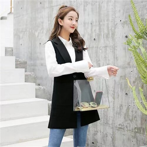 Ženski prsluk od mješavine vune jesen jesen Ženska uredska odjeća Dugi prsluk Ženski kaput Ležerna jakna bez rukava prsluk