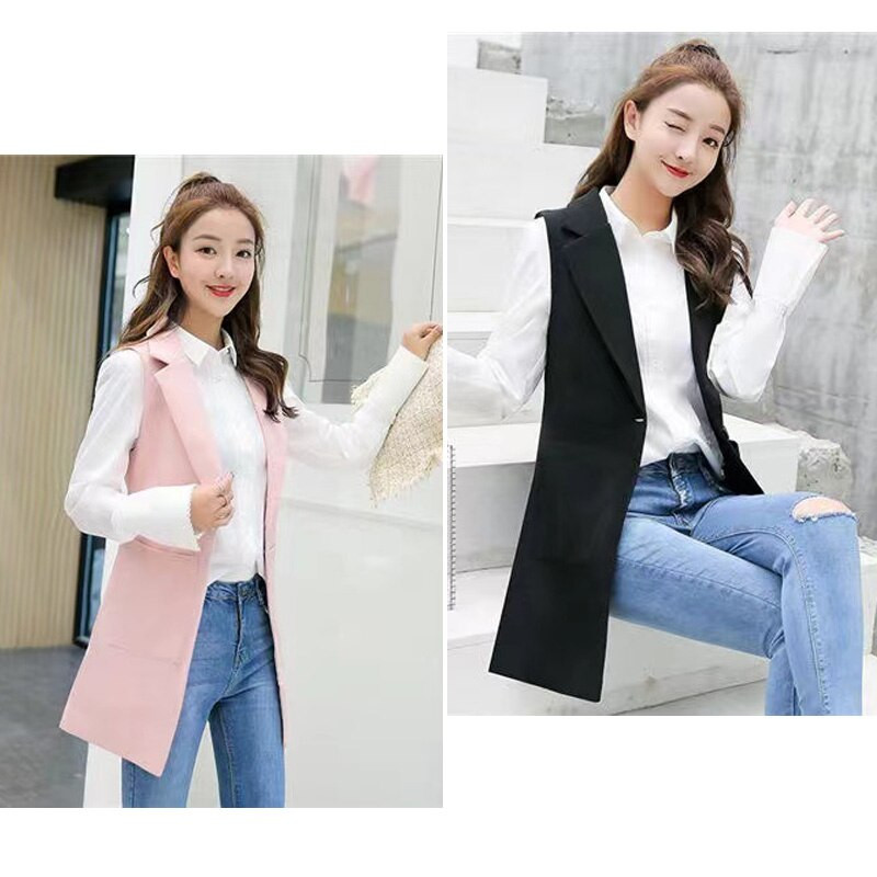 Ženski prsluk od mješavine vune jesen jesen Ženska uredska odjeća Dugi prsluk Ženski kaput Ležerna jakna bez rukava prsluk