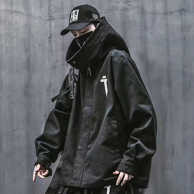 Ανδρικά Emo Γιαπωνέζικα Harajuku Alt Φούτερ Oversize Hoodie Μακρύ μανδύα Hip Hop Gothic Outwear Streetwear Techwear Παλτό Μπλούζα Ρούχα