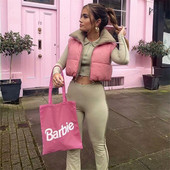 Puloru Γυναικείο χειμερινό πουπουλένιο γιλέκο Casual Street Διπλής όψης Χρώμα Αντίθεσης Αμάνικο Stand Λαιμόκοψη φερμουάρ Puffer Γιλέκο Ζεστό μπουφάν