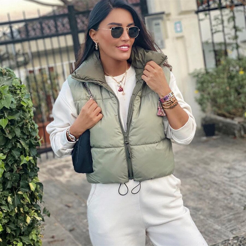 Puloru Γυναικείο χειμερινό πουπουλένιο γιλέκο Casual Street Διπλής όψης Χρώμα Αντίθεσης Αμάνικο Stand Λαιμόκοψη φερμουάρ Puffer Γιλέκο Ζεστό μπουφάν