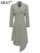 DEAT 2022 Φθινόπωρο φθινόπωρο Νέο γυναικείο κοστούμι μόδας αντιανεμικό γιακά μέση πλάτη Στρίφωμα ακανόνιστου κοπής μονόχρωμο PB091