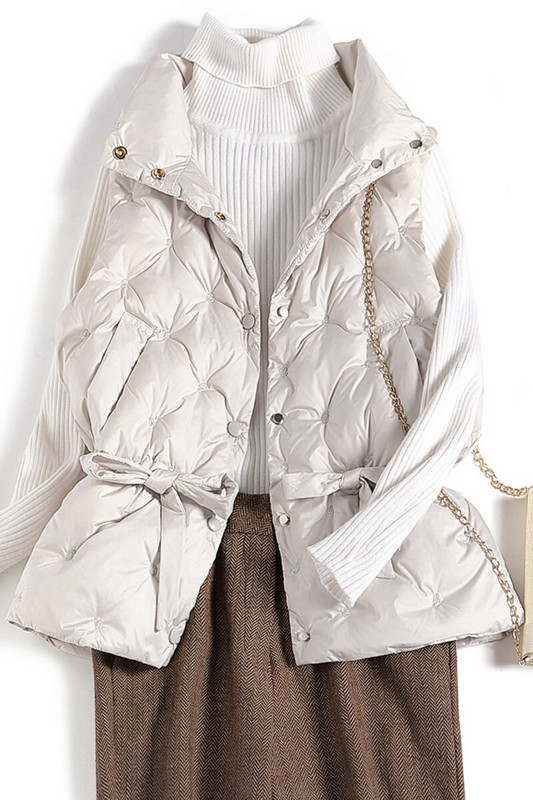 Jesen Zima Ženski prsluk Jakna bez rukava 90% bijeli pačji puh Ženski prsluk Tople majice Chaleco Mujer Gilet Casaco Feminino