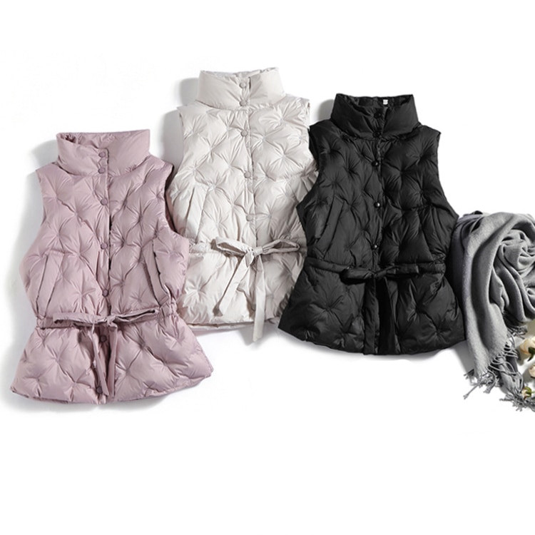 Jesen Zima Ženski prsluk Jakna bez rukava 90% bijeli pačji puh Ženski prsluk Tople majice Chaleco Mujer Gilet Casaco Feminino