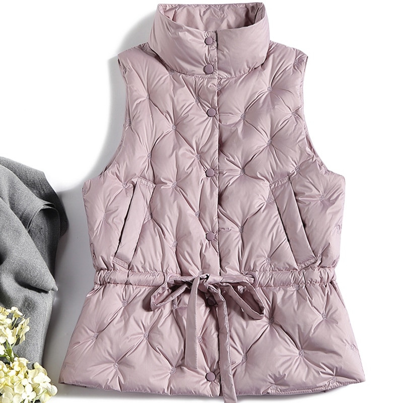 Jesen Zima Ženski prsluk Jakna bez rukava 90% bijeli pačji puh Ženski prsluk Tople majice Chaleco Mujer Gilet Casaco Feminino