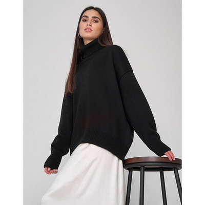 Zimski uzročni pleteni topli ženski džemper s dolčevitom od kašmira 2022. Široki dnevni puloveri Ženski modni Harajuku džemperi Ženski