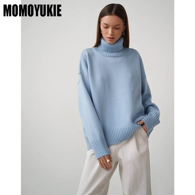 Zimski uzročni pleteni topli ženski džemper s dolčevitom od kašmira 2022. Široki dnevni puloveri Ženski modni Harajuku džemperi Ženski
