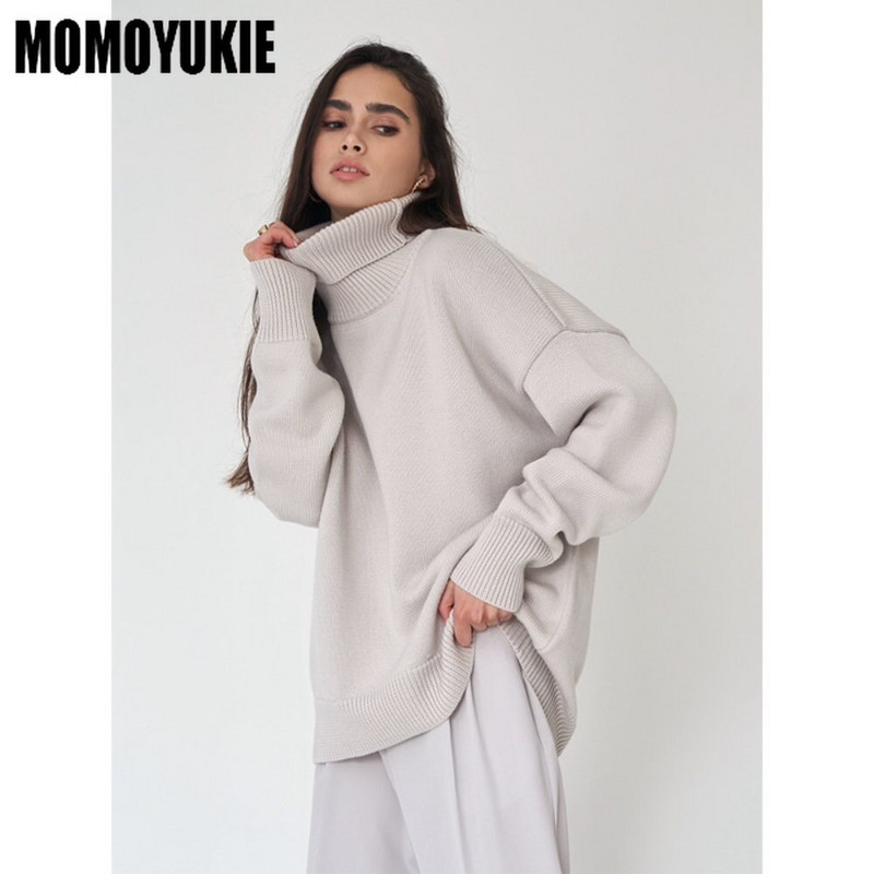 Zimski uzročni pleteni topli ženski džemper s dolčevitom od kašmira 2022. Široki dnevni puloveri Ženski modni Harajuku džemperi Ženski