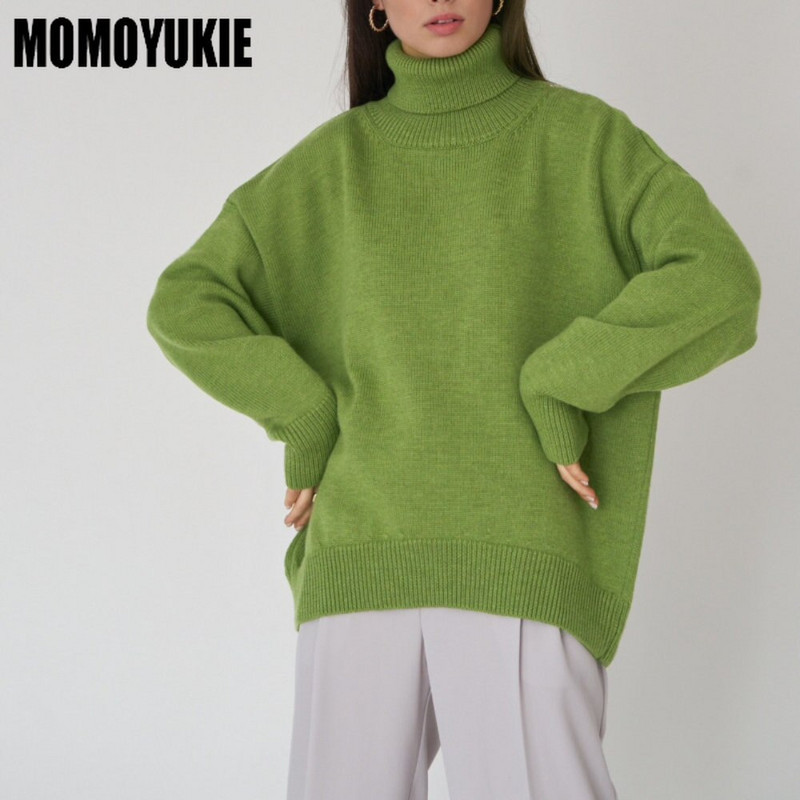 Zimski uzročni pleteni topli ženski džemper s dolčevitom od kašmira 2022. Široki dnevni puloveri Ženski modni Harajuku džemperi Ženski