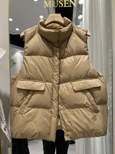 Janveny sieviešu ziemas dūnu veste stāv apkakle Sieviešu Gilet bez piedurknēm bieza puffer Parkas Sieviešu veste 90% pīļu dūnu veste