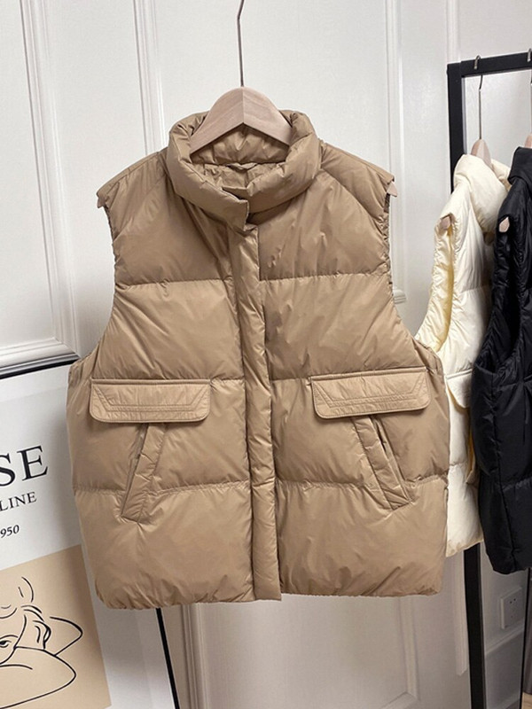 Janveny sieviešu ziemas dūnu veste stāv apkakle Sieviešu Gilet bez piedurknēm bieza puffer Parkas Sieviešu veste 90% pīļu dūnu veste