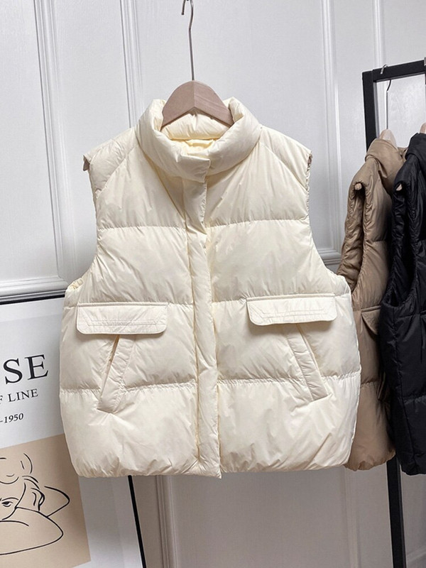 Janveny sieviešu ziemas dūnu veste stāv apkakle Sieviešu Gilet bez piedurknēm bieza puffer Parkas Sieviešu veste 90% pīļu dūnu veste