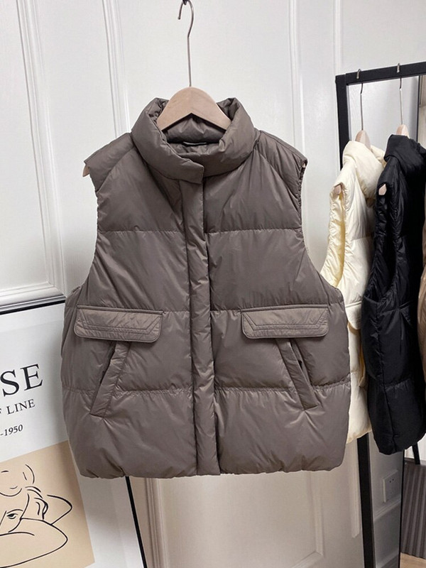 Janveny sieviešu ziemas dūnu veste stāv apkakle Sieviešu Gilet bez piedurknēm bieza puffer Parkas Sieviešu veste 90% pīļu dūnu veste