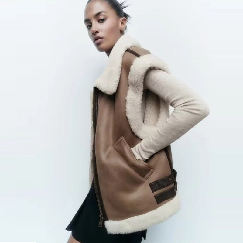 Γυναικεία χειμωνιάτικα ζεστά φουσκωτά γιλέκα Γούνινη επένδυση Αμάνικο μπουφάν παρκά φθινοπωρινά ρούχα 2022 Νέο γούνινο σουέτ χειμωνιάτικο γιλέκο γυναικείο