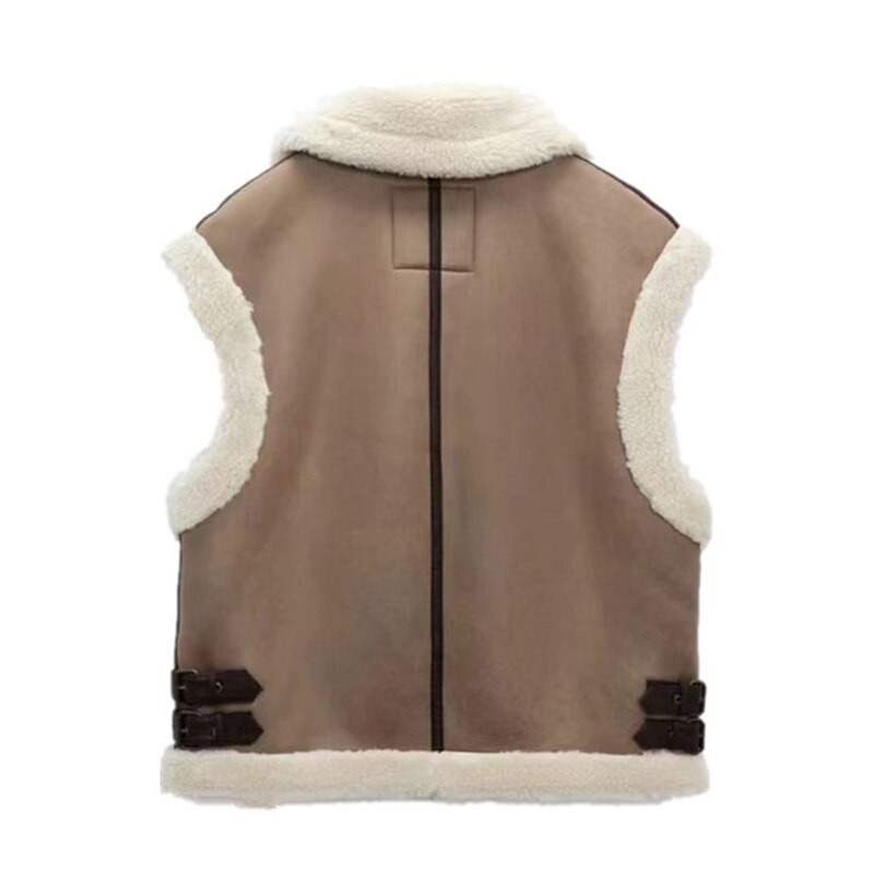 Γυναικεία χειμωνιάτικα ζεστά φουσκωτά γιλέκα Γούνινη επένδυση Αμάνικο μπουφάν παρκά φθινοπωρινά ρούχα 2022 Νέο γούνινο σουέτ χειμωνιάτικο γιλέκο γυναικείο