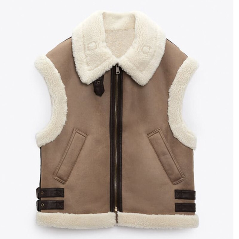 Γυναικεία χειμωνιάτικα ζεστά φουσκωτά γιλέκα Γούνινη επένδυση Αμάνικο μπουφάν παρκά φθινοπωρινά ρούχα 2022 Νέο γούνινο σουέτ χειμωνιάτικο γιλέκο γυναικείο