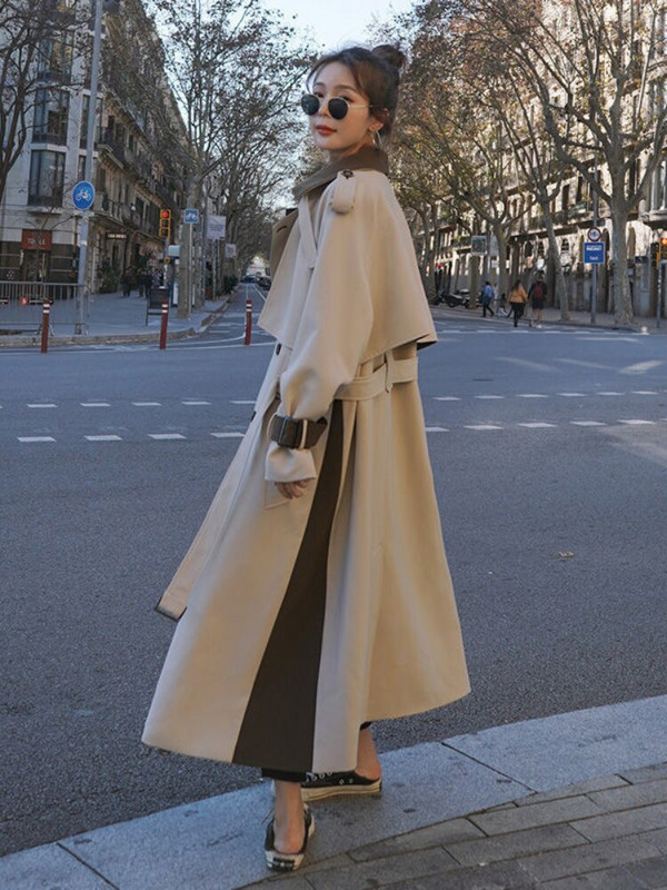 Opuštena vjetrovka Ženski kaput jesen 2022. srednje dužine iznad koljena Elegantni britanski vrhunski trenč kaput za korejske uredske dame