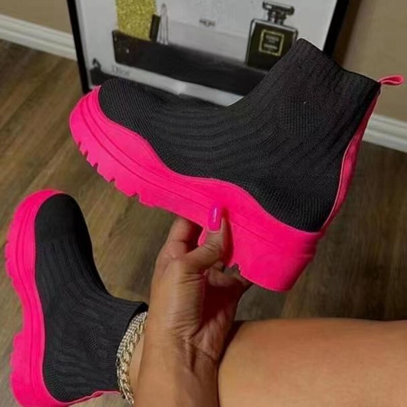 Ženske čarape Cipele 2022. Proljeće Jesen Nova moda Prozračne ležerne čizme na platformu Gležnjače Zapatos De Mujer Gotičke čizme