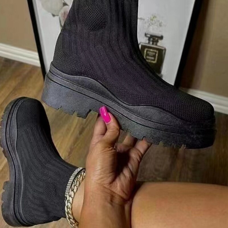 Ženske čarape Cipele 2022. Proljeće Jesen Nova moda Prozračne ležerne čizme na platformu Gležnjače Zapatos De Mujer Gotičke čizme